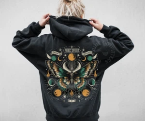 FREE SPIRIT CELESTIAL HOODIE | MYSTICAL BOHO APPAREL | PRINT ON BACK HOODIE - Picture 1 of 5