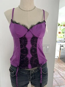 Vintage Lejaby Purple Corset Bra with stocking straps, New with tags, size M - Picture 1 of 9