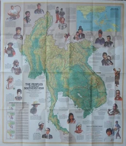 Ethnographische Karte Vietnam Laos Kambodscha Thailand Südostasien Burma Malaiisch 1971 - Bild 1 von 8