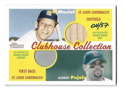 Colección Reliquia Clubhouse Topps Heritage Albert Pujols Stan Musial #/57 2006 Foto 1 de 3