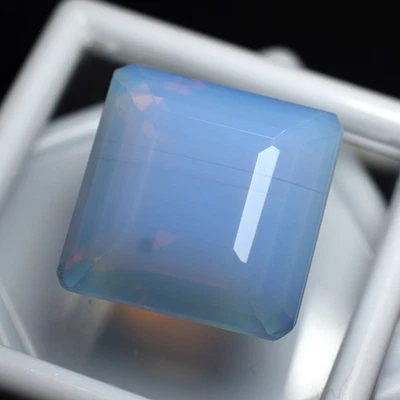 Lab Created Sparkling Sky-Blue Opal 42.90 Ct Loose Square Gemstone CERTIFIED - Image 1 of 4