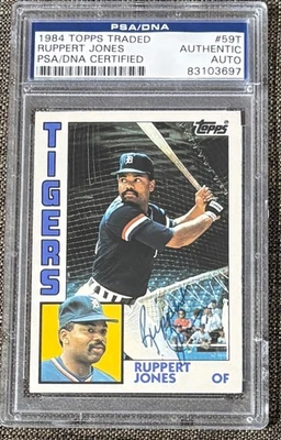 1984 TOPPS TRADED BASEBALL AUTOGRAPHED RUPPERT JONES CARD #59T PSA/DNA AUTHENTIC - Image 1 of 2