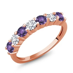 1.03 Ct Round Black Onyx G/H Lab Grown Diamond 18K Rose Gold Plated Silver Ring - Picture 1 of 4