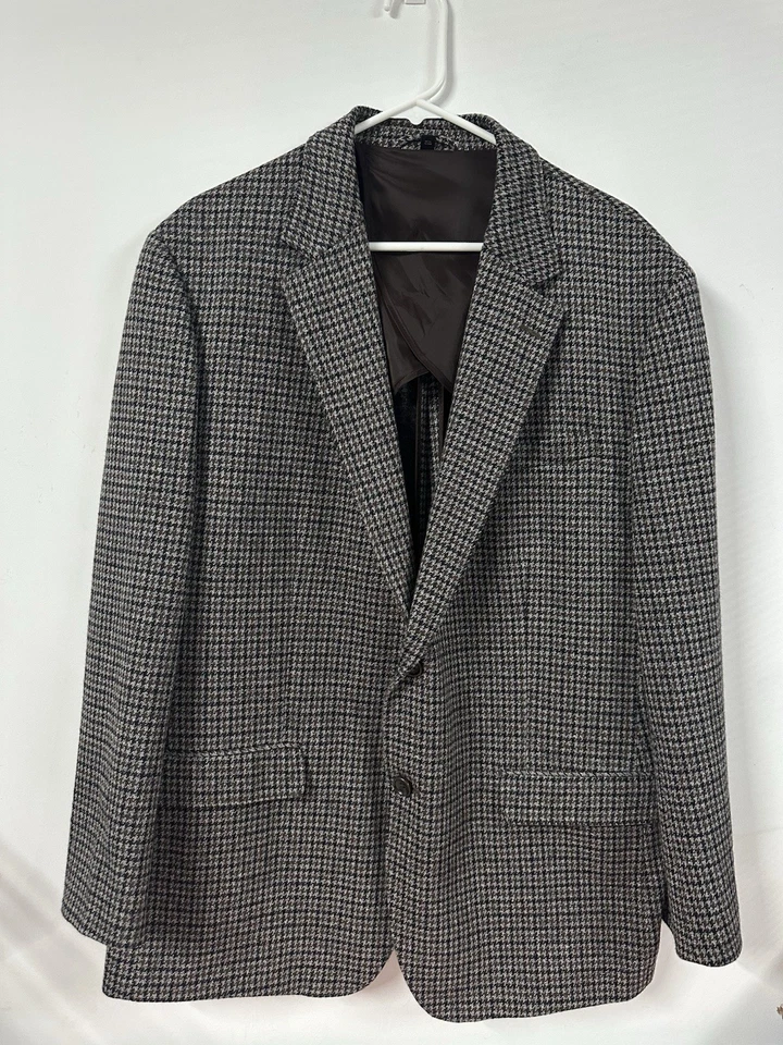 Bonobos Para Hombres 46R Marrón Gris Pata de Gallo Ajuste Estándar Mezcla de Algodón Foto 1 de 4