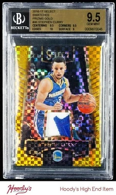 Parche Select Swatches Prizms Gold Stephen Curry 2016-17 usado en juegos 04/10 BGS 9,5 Foto 1 de 2