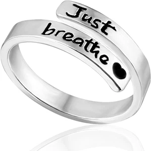 Just Breathe Ring für Damen, 0,79 Zoll Durchmesser Hoffnungsringe verstellbar Silbereinsätze - Bild 1 von 12