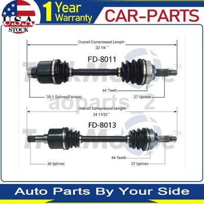 2 ejes delanteros TrakMotive CV para Ford Contour 2,5 L 1995 Foto 1 de 4