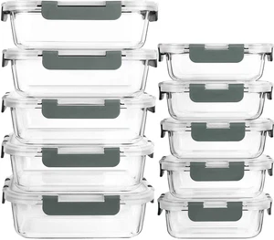 [Paquete de 10] Contenedores de vidrio para preparación de comidas con tapas, contenedores de almacenamiento de alimentos MCIRCO con - Imagen 1 de 6