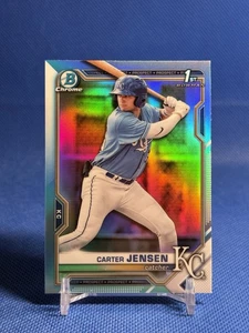 2021 Bowman Draft - Chrome Carter Jensen #BDC-106 rifrattore blu cielo (RC) - Foto 1 di 2