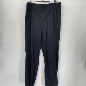 J. Jill Leinen Stretch Hose 12 schwarz teilgummischer Bund Taschen weites Bein - Bild 1 von 10