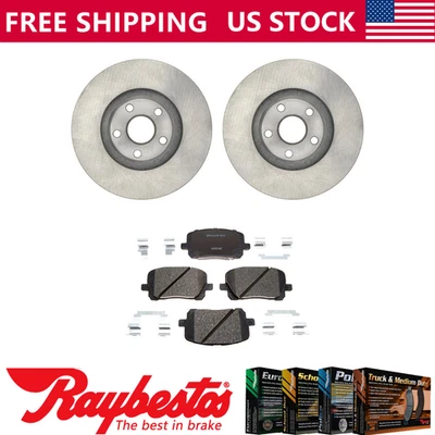 Kit de rotores de freno delanteros + pastillas de cerámica y herrajes para Pontiac Vibe 2003-2008 Foto 1 de 4