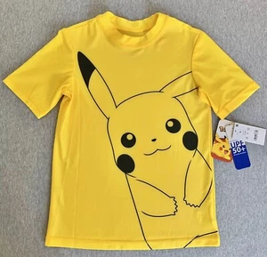 Pokémon Pikachu Short Sleeve Swim Top Boys Large Yellow Swimwear UPF 50+ - Picture 1 of 4