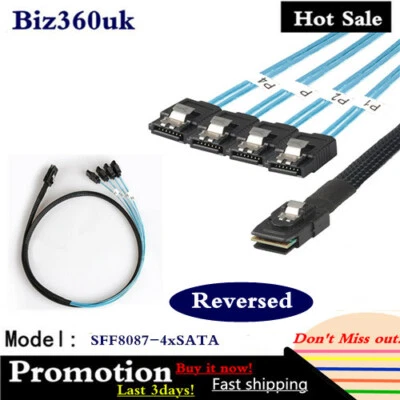 Mini SAS SFF-8087 36Pin Male to 4 SATA 7-Pin Reverse Splitter Adapter Cable 1M # - Image 1 of 4