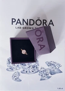 Genuine Pandora 1 Carat Lab-grown 14k Gold & Diamond Ring - Size 52 - Picture 1 of 3