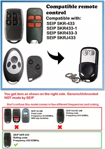 Per SEIP SKR-433, SKR433-1, SKR433-3, SEIP SKRJ Telecomando 433,92 MHz. - Foto 1 di 5