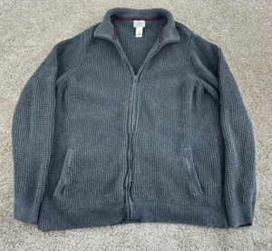 LL Bean Pullover Herren XLT Grau Grob Bio Baumwolle Full Zip Fischer - Bild 1 von 9