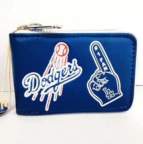 Loungefly MLB Los Angeles LA Dodgers Baseball Accordion Zip-Around Wallet Cover