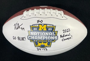 Fútbol Americano Kris Jenkins Campeón Nacional de los Wolverines de Michigan Inscrito Firmado - Imagen 1 de 9