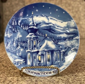 Bavaria~Maria Gern~Bei Berchtesgden~Echt Kobalt~7¾" Plate~Weihnachten 1986 - Picture 1 of 2