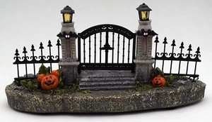 Disney Halloween Village Set-Haunted House Mickey Lighted Cemetery Fence Gate - Picture 1 of 4