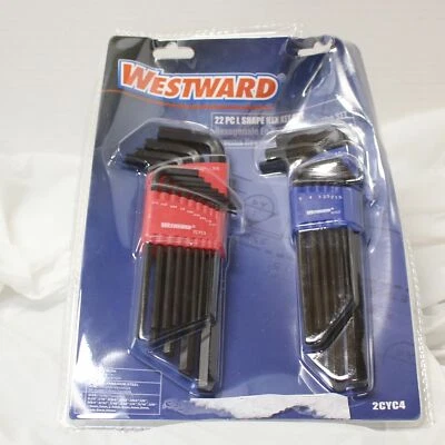 22 pc Westward L-Shaped Hex Key Set, SAE/Metric 2cyc4 - Image 1 of 4