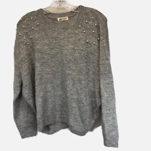 Suéter H&M Mezcla de Lana Polietileno Gris con Perlas Talla 10/12 Y Para Mujer M - Imagen 1 de 5