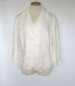 Jones New York Collection Bluse 100 % Leinen weiß 3/4-Ärmel geknöpft Gr. 10 - Bild 1 von 8