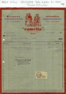 Paris X ème 53 Rue de Ponthieu - Belle Entête Rare Poupées Articulées 28/03/1928 - Picture 1 of 1