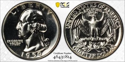 1959 25C Silver Proof Washington Quarter PCGS PR 67 DDO FS-101 - Image 1 of 3