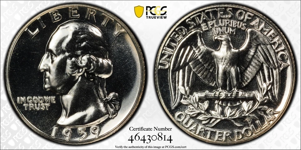 1959 25C Silver Proof Washington Quarter PCGS PR 67 DDO FS-101 - Image 1 of 3