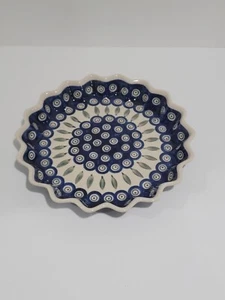 Boleslawiec Polish Pottery Peacock Quiche Pie Plate Tarts 10" x 2" - Picture 1 of 11