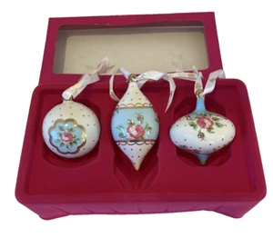 Royal Albert New Country Polka Rose Ornamente 3er Set EUC - Bild 1 von 9
