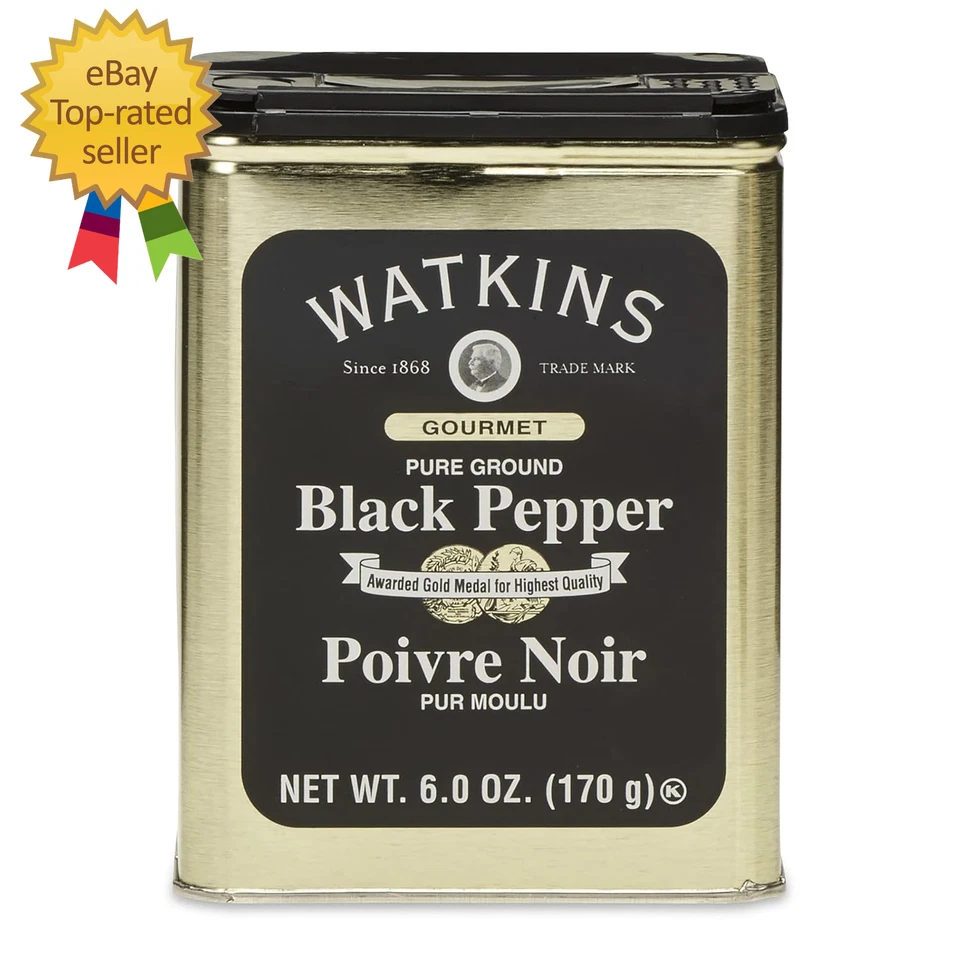 Watkins All Natural Gourmet Spice Tin Pure Ground Black Pepper 6 Ounce