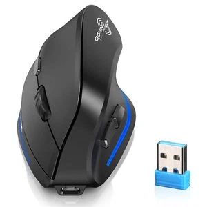 Ergonomic Mouse Wireless Vertical 2.4G Quiet Blue LED 6Button Right Hand - Picture 1 of 7