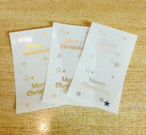 Buon Natale Adesivi Oro, Argento, Oro Rosa su Trasparente Etichette Carte Craft - Foto 1 di 8