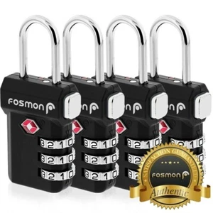 Fosmon [4 PACK] 3 Digit Combo TSA Approved Open Alert Indicator Luggage Lock - Picture 1 of 8