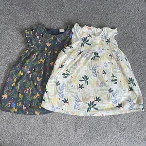 John Lewis Baby Toddler 18-24 Month 2-pack Dresses Jungle And Woodland Print - Picture 1 of 6