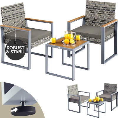 CASARIA® Balkonmöbel Gartenmöbel Set Polyrattan 3-teilig Balkon Garten Terrasse - Bild 1 von 4