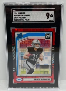 2024 Donruss Brock Bowers Optic Rated Rookies Preview Red Pandora SGC 9 RC NFL - Bild 1 von 2
