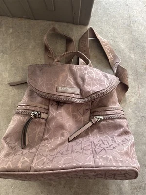 CALVIN KLEIN CK LOGO TAN BROWN WOMEN'S ZIP BACKPACK BAG - Image 1 of 4