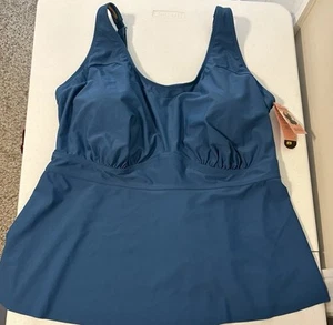 Tankini Womens 4X New with Tags Teal Adjustable Straps Padded Bra UPF 50 Beach - Picture 1 of 13