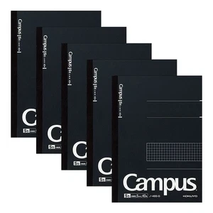 Kokuyo Notebook Campus Notebook Grid Ruled Semi B5 Black Pack of 5 No-4S5-DX5SET - Picture 1 of 8