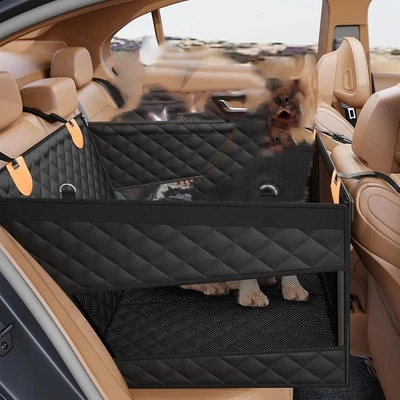Asiento de coche grande para perros, extensor de asiento trasero para perros con 3 ventanas de malla, impermeable Foto 1 de 4