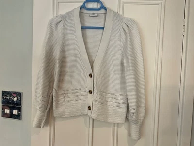 John Lewis Ivory Mixed Stitch V Neck Cardigan Size 8 - Image 1 of 4