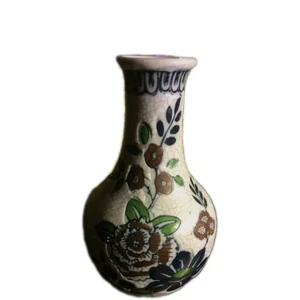Signierte handbemalte Blumen Stonewear Vase - 5"T x 3,5"B - Bild 1 von 4
