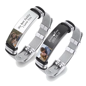 H Personalisiertes Foto Text Armband Geschenk Männer Frauen Familie Freunde - Bild 1 von 26
