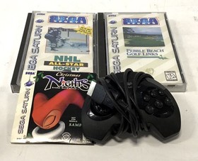 Christmas NiGHTS Sega Saturn 3D Controller NHL Pebble Beach Game Lot