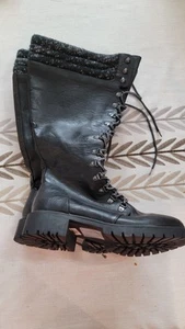 NWT Torrid Combat Sweater Knee Boots Black Biker Women's 10 - Picture 1 of 4