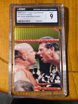 1999 WWF WWE SmackDown Chromium Stone Cold Steve Austin #42 CGC 9 NXT  - Image 1 of 4