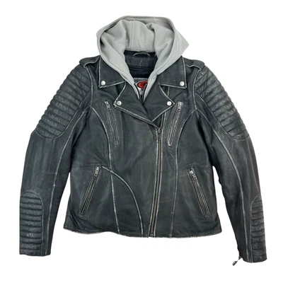 Nueva Chaqueta de Cuero Motociclista Moto Forro con Cremallera PRIMEROS CLÁSICOS Para Mujer LG NUEVA CON ETIQUETAS Foto 1 de 4